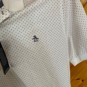 Original Penguin NWT Men's White Dot Cotton Polo Shirt XXL Preppy Cotton Golf